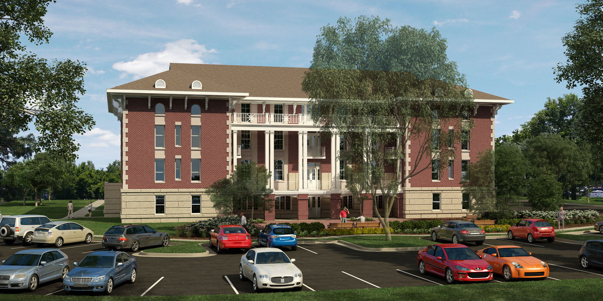 Rendering-Outside of clubhouse/parking lot
